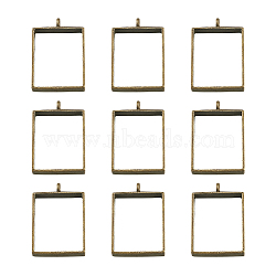 Alloy Open Back Bezel Big Pendants, For DIY UV Resin, Epoxy Resin, Pressed Flower Jewelry, Rectangle, Antique Bronze, 29x20x5mm, Hole: 2.2mm(PALLOY-TA0021-02AB)