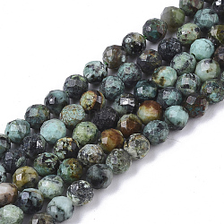 Natural African Turquoise(Jasper) Beads Strands, Faceted, Round, 4mm, Hole: 0.7mm, about 80~100pcs/strand, 15.16 inch(38.5cm)(X-G-S361-4mm-002)