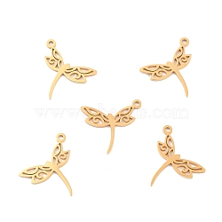 Ion Plating(IP) 201 Stainless Steel Pendants, Dragonfly, Golden, 15.5x17.5x1mm, Hole: 1.4mm(STAS-K003-01G)