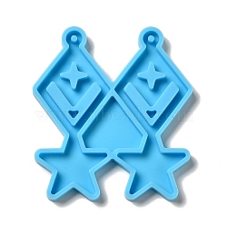 DIY Rhombus with Star Pendant Silicone Molds, Resin Casting Molds, for UV Resin & Epoxy Resin Jewelry Making, Deep Sky Blue, 58x52.5x4mm, Hole: 2mm, Inner Diameter: 51x24mm(DIY-I099-06)