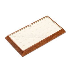 Rectangle Wood Pesentation Jewelry Round Beads Display Tray, Covered with Microfiber, Coin Stone Organizer, Antique White, 24.5x13.5x2.1cm(ODIS-P008-13A)