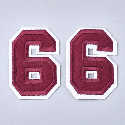 Computerized Embroidery Cloth Iron On Patches, Costume Accessories, Appliques, Number, Num.6, 59x41x1.5mm(FIND-T030-063-6)