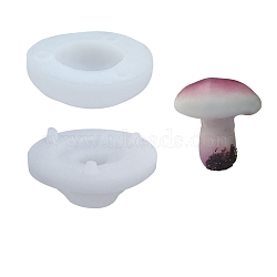 DIY Silicone Molds, Resin Casting Molds, 3D Mushroom Fondant Mold, White, 55x41mm, Finished Product: 35x32x39mm(MUSH-PW0001-118A)