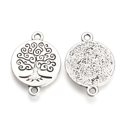 Tibetan Style Alloy Links connectors, Flat Round with Tree of Life, Cadmium Free & Nickel Free & Lead Free, Antique Silver, 27x19.5x2mm, Hole: 2mm, about 340pcs/1000g(TIBE-S304-05AS-NR)