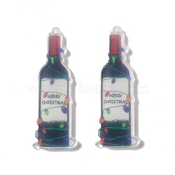 Translucent Acrylic Big Pendants, Wine Bottle Charms, Black, 50x18x2.5mm, Hole: 1.5mm(TACR-G023-B02)