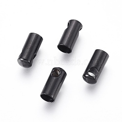 304 Stainless Steel Cord Ends, End Caps, Column, Electrophoresis Black, 9x4mm, Hole: 1.8mm, Inner Diameter: 3.5mm(STAS-K190-01F-B)