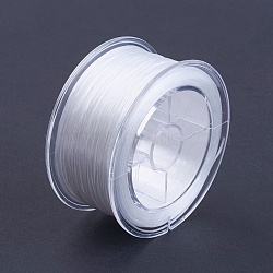 Flat Elastic Crystal String, Elastic Beading Thread, for Stretch Bracelet Making, White, 0.6mm, about 54.68 yards(50m)/roll(EW-I001-0.6mm-01)