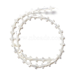 Natural Trochid Shell/Trochus Shell Beads, Cross, Seashell Color, 9.5x7x2.5~3mm, Hole: 0.8mm, about 41pcs/strand, 15.33 inch(38.95cm)(SSHEL-O0001-22B)