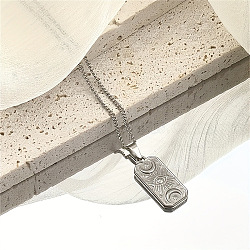 304 Stainless Steel Rectangle with Evil Eye Pendant Necklaces, Non-Tarnish, Stainless Steel Color, 17.72 inch(45cm)(FS-WGC1FE7-01)