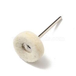Multifunctional Flat Round Head Wool Felt Polishing Bits, Mandrel Mounted Grinding Buffing Accessories, with Iron Axis, for Metal, Jade, Glass, Jewelry, White, 4.2x0.2cm(TOOL-D057-05P)