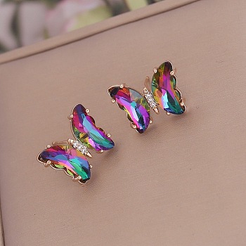 Fashionable Gradient Butterfly Earrings for Women, Stylish Stud Earrings, Golden