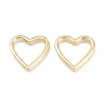 Brass Linking Rings, Heart, Real 18K Gold Plated, 23~24x24~25x2.4mm, Inner Diameter: 19x15mm
