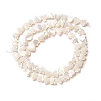 Natural Trochid Shell/Trochus Shell Beads, Peach Heart, Seashell Color, 6.5x6.5x2~2.5mm, Hole: 0.8mm, about 67pcs/strand, 17.15 inch(43.55cm)