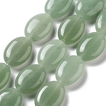 Natural Green Aventurine Beads Strands, Flat Oval, 18~18.5x13~13.5x6~6.5mm, Hole: 1.2mm, about 11pcs/strand, 7.76 inch(19.7cm)