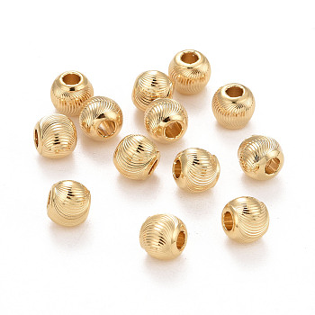 Eco-Friendly Brass Cat Eye Beads, Large Hole Beads, Long-Lasting Plated, Lead Free & Cadmium Free, Real 24K Gold Plated, 6x5mm, Hole: 2.2mm