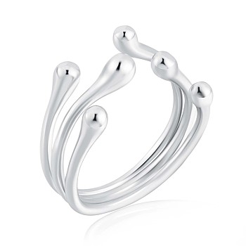925 Sterling Silver Claw Open Cuff Ring, Hollow Chunky Ring for Women, Silver, US Size 4 1/4(15mm)