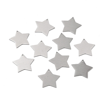 304 Stainless Steel Pendants, Double Side Drawbench, Stamping Blank Tag, Star, Stainless Steel Color, 26.5x28x1mm, Hole: 1.6mm