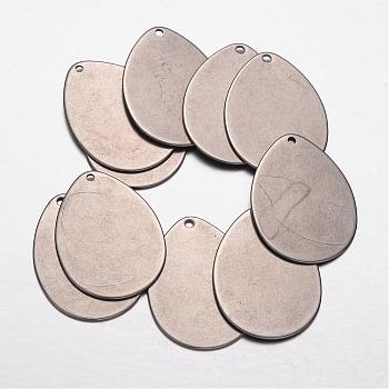 304 Stainless Steel Pendants, Stamping Blank Tag Pendants, teardrop, Stainless Steel Color, 29x21.5x1mm, Hole: 1.5mm