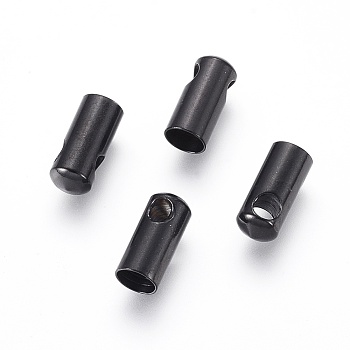 304 Stainless Steel Cord Ends, End Caps, Column, Electrophoresis Black, 9x4mm, Hole: 1.8mm, Inner Diameter: 3.5mm