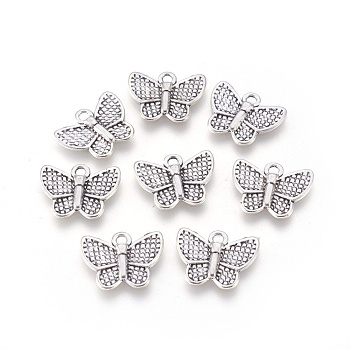 Tibetan Style Alloy Pendants, Cadmium Free & Lead Free, Butterfly, Antique Silver, 13x17x2mm, Hole: 1mm
