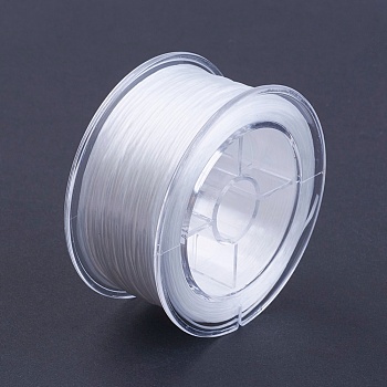 Flat Elastic Crystal String, Elastic Beading Thread, for Stretch Bracelet Making, White, 0.6mm, about 54.68 yards(50m)/roll