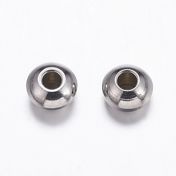 201 Stainless Steel Beads Spacers, Rondelle, Stainless Steel Color, 4x2mm, Hole: 1.5mm