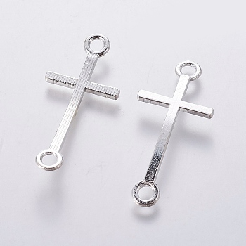 Alloy Links connectors, Sideways Cross, Cadmium Free & Nickel Free & Lead Free, Silver Color Plated, 39x17x2mm, Hole: 3mm