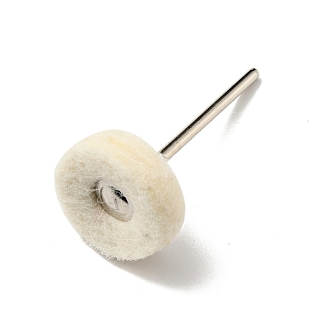 Multifunctional Flat Round Head Wool Felt Polishing Bits, Mandrel Mounted Grinding Buffing Accessories, with Iron Axis, for Metal, Jade, Glass, Jewelry, White, 4.2x0.2cm
