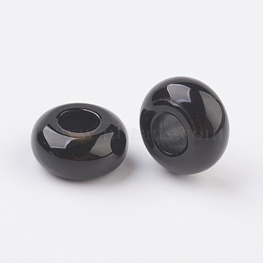 Agate noire naturelle mélangée au hasard et perles européennes en agate à bandes(X-G-G740-12x6mm-12)-2