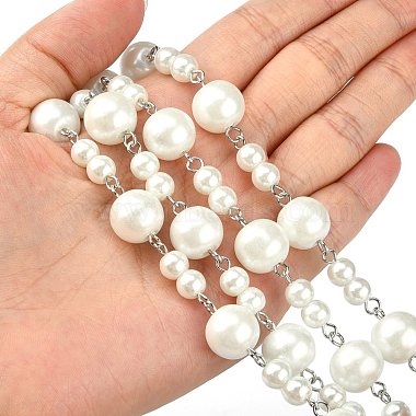 Chaînes en perles de verre rondes manuelles pour fabrication de bracelets et colliers(X-AJEW-JB00055-01)-5