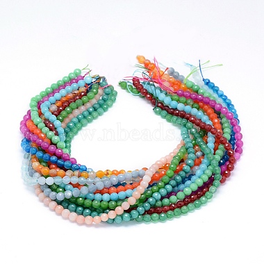 Natural White Jade & Agate Beads Strands(G-F559-08-6mm)-2