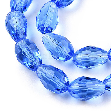 Royal Blue Faceted Glass Teardrop Beads Strands(X-GLAA-R024-6x4mm-8)-2