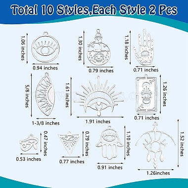20Pcs 10 Style 201 Stainless Steel Laser Cut Charms(STAS-SZ0002-67P)-7