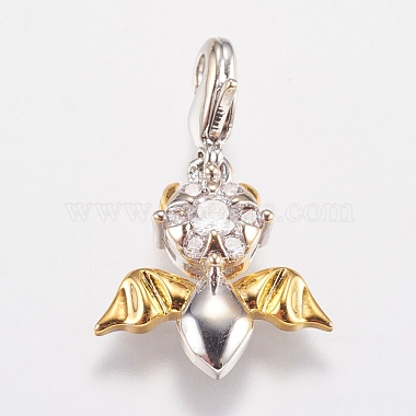 Real Platinum Plated Clear Angel & Fairy Brass+Cubic Zirconia Pendants