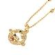 Brass Pave Cubic Zirconia Planet Pendant Necklaces for Women(NJEW-S429-02G-01)-1