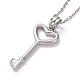 304 Stainless Steel Heart Skeleton Key Pendant Necklace for Women(STAS-E154-17P)-3