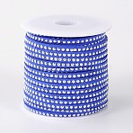 Rivet Faux Suede Cord, Faux Suede Lace, with Aluminum, Medium Blue, 3x2mm, about 20yards/roll(LW-M001-04)