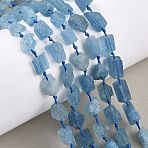 Raw Rough Natural Aquamarine Beads Strands, Nuggets, 6~18x6~14x4~10mm, Hole: 1mm, about 28~39pcs/strand, 16.73''(42.5cm)~16.93''(43cm)(G-D101-A05-02)