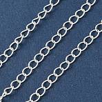 304 Stainless Steel Curb Chains, Soldered, with Spool, Silver, 4x3x0.5mm(CHS-G043-04S)