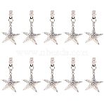 Tablecloth Pendants, with Iron Clips, Iron Jump Rings and Tibetan Style Alloy Big Pendants, Starfish, Mixed Color, 76x66.5x4mm, Hole: 5.5mm(PH-DIY-G005-39)