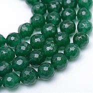 Natural White Jade Bead Strands, Dyed, Faceted, Round, Sea Green, 10~11mm, Hole: 1mm, about 37~39pcs/strand, 14.37~14.57 inch(G-R346-10mm-05)