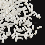 Pearlized Glass Bugle Beads, Opaque Colours Lustered, Snow, 4~4.5x2mm, Hole: 1mm, about 450g/bag, 14000pcs/bag(SEED-R011-121)