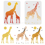 Plastic Reusable Drawing Painting Stencils Templates, for Painting on Fabric Tiles Floor Furniture Wood, Giraffe Pattern, 29.7x21cm, 2pcs/set(DIY-WH0172-494)