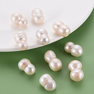 Natural Keshi Pearl Beads, Cultured Freshwater Pearl, No Hole/Undrilled, Gourd, Seashell Color, 18~25x12~14mm(PEAR-N020-O01)