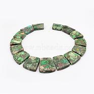 Towanite and Imperial Jasper Graduated Beads Strands, Dyed, Trapezoid, Dark Sea Green, 16~34x23~28x5~6mm, Hole: 1mm, about 15pcs/strand, 12.2 inch(G-P296-B01)