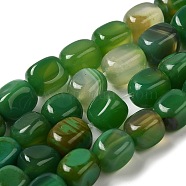 Natural Agate Beads Strands, Dyed & Heated, Cube, Green, 11~12x8~9.5x8~9.5mm, Hole: 1.2mm, about 16pcs/strand, 7.48~7.72''(19~19.6cm)(G-H295-A01-08)