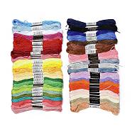 50 Skeins 50 Colors 6-Ply Polyester Embroidery Floss, Cross Stitch Threads, Mixed Color, 0.4mm, about 8.75 Yards(8m)/skein, 1 skein/color(OCOR-G010-02)