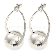 Rack Plating Brass Round Ball Dangle Stud Earrings, Long-Lasting Plated, Lead Free & Cadmium Free, Platinum, 49x25mm(EJEW-K245-29P)