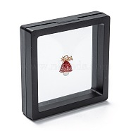 Square Transparent PE Thin Film Suspension Jewelry Display Box, for Ring Necklace Bracelet Earring Storage, Black, 9x9x2cm(X1-CON-D009-01A-03)
