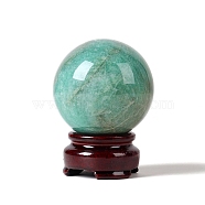 Natural Amazonite Sphere Ornament, Crystal Healing Ball Display Decorations with Base, for Home Decoration, 50mm(PW-WG15772-03)